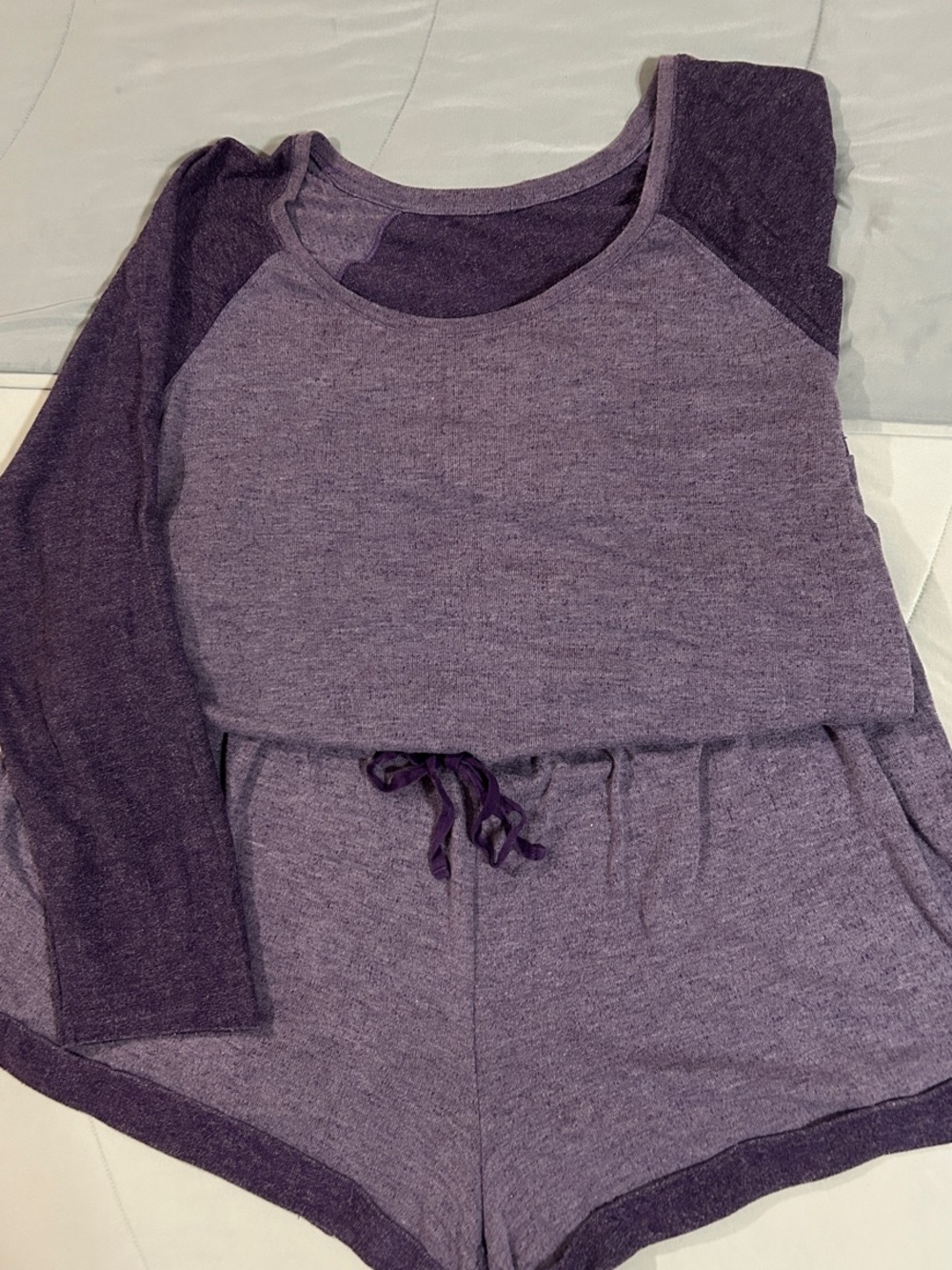 Adore Me Purple Two-Tone Long Sleeve Romper Pajama